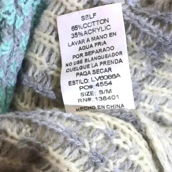 Limelush Cool Sweater Pink Gray Blue White sz S/M Open Front - Picture 6 of 6